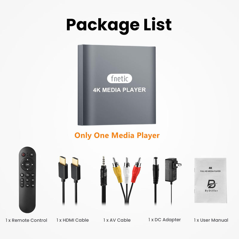 [AUSTRALIA] - 4K HD Digital Media Player, TV MP4 Video Player for USB Drive/Micro SD Card, Digital Signage, Auto Playback, H.265/HEVC, Optical/HDMI/AV Output, Grey 
