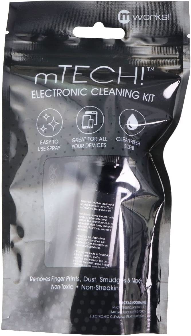 [AUSTRALIA] - mTech! Electronic Cleaning Kit with Spray Bottle & Cloth [Travel Size] Screen Cleaning Kit for Smartphones, Tablets, TVs, Laptops and All Tech with Plush Microfiber Cloth and Screen Shine Formula 
