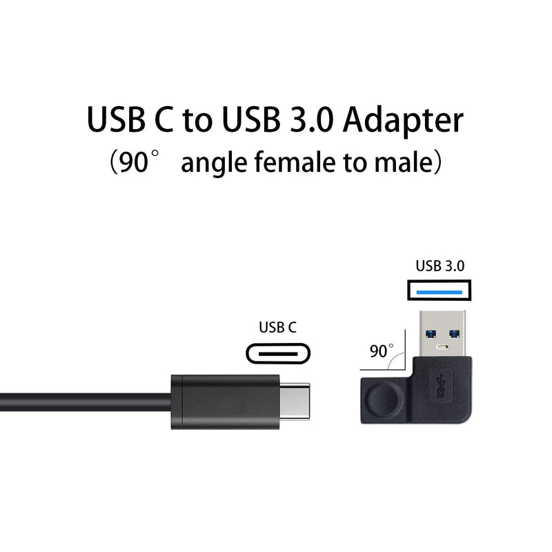 Duttek USB C to USB Adapter, USB C Female to USB Male Adapter, Left Angled 90 Degree USB 3.0 Male to USB C Adapter Compatible with Laptop, PC, Charger, Power Bank, Mini Pro Max, etc 2 Pack