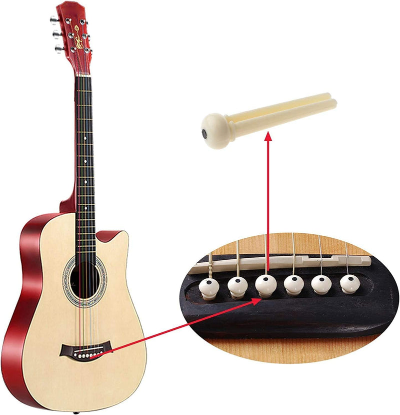 [AUSTRALIA] - Guitar Parts Accessories Set Guitar Rosewood Bridge Pins Saddle Nut Tuning Pegs (3 Left + 3 Right) 6 String Replacement for Acoustic Guitar Silver B 