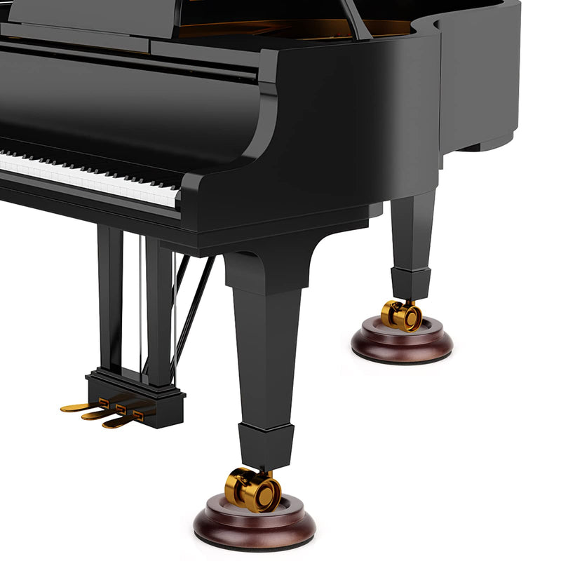 Upright Piano Caster Cups,Eison Solid Sapeliwood Piano Caster Piano Leg Floor Protectors with Non-Slip & Anti-Noise Foam for Hardwood Floor (Dark Brown) Dark Brown
