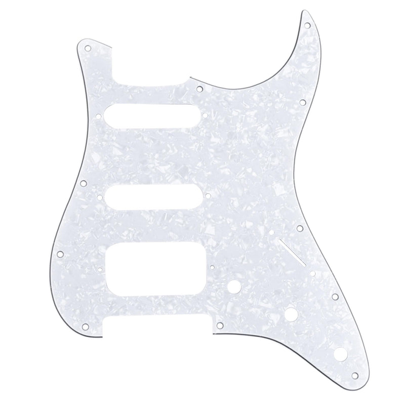 [AUSTRALIA] - Musiclily Pro 11-Hole Round Corner HSS Guitar Strat Pickguard for USA/Mexican Stratocaster Open Pickup, 4Ply White Pearl 