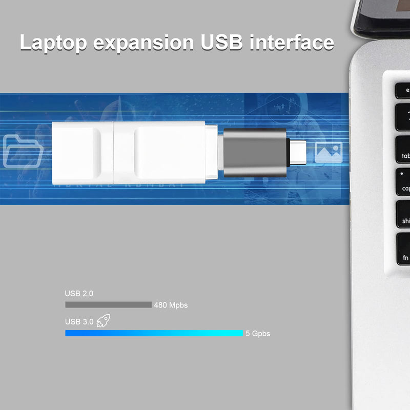 USB C to USB Adapter, Type C Thunderbolt 4 OTG Converter, USB C Male to USB 3.0 Female Adapter (3-Pack) for Apple MacBook Pro, Mac Book, iPad, Samsung Galaxy S20-S23 and More (Black/Grey/Silver) USB C to USB (Black/Gray/Silver)