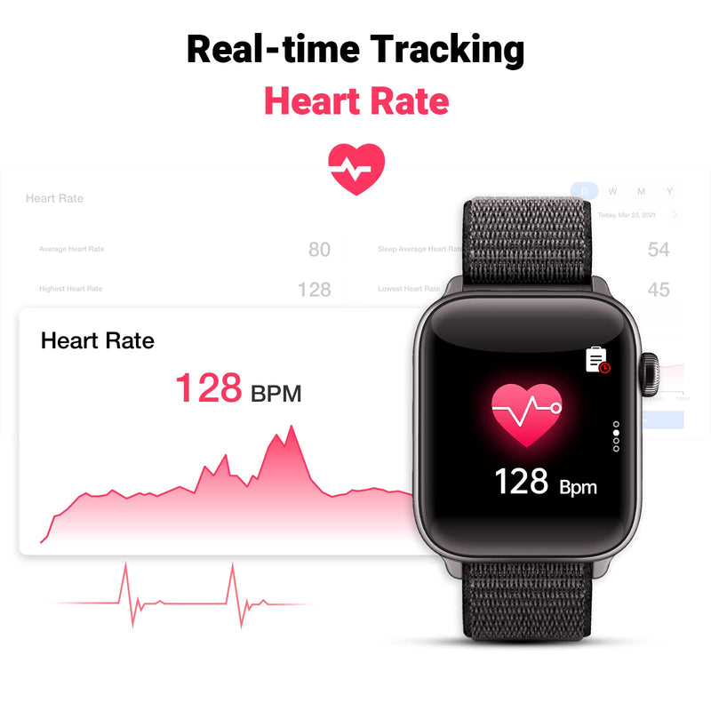 COCO Bluetooth Comfortable Health Monitoring Smartwatch for Seniors – Heart Rate, Body Temperature, Blood Oxygen, Activity Tracking, Medication Reminder, SOS Emergency PERS, Gift