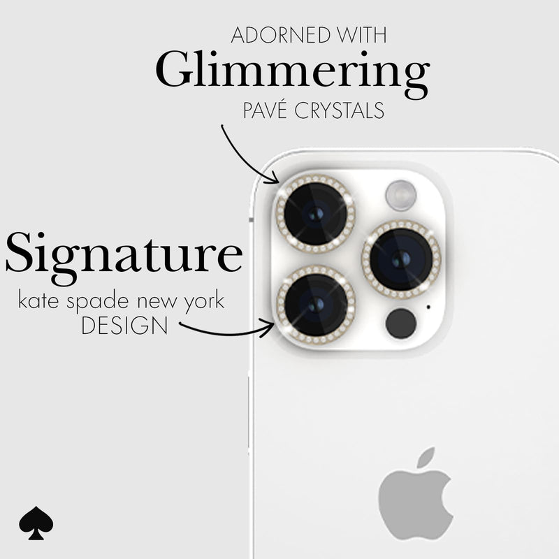 Kate Spade New York iPhone 15 Pro/iPhone 15 Pro Max Camera Lens Protector with Aluminum Rings - Crystal