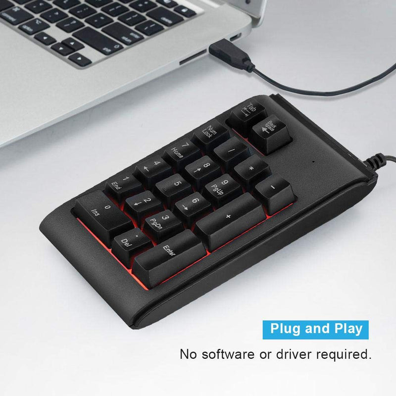 Numeric Keypad with 3-Color LED Backlight, USB Wired Mini 19 Key Number Pad Backlit Keypad Numpad, Mechanical Feeling for Laptop Desktop Computer PC