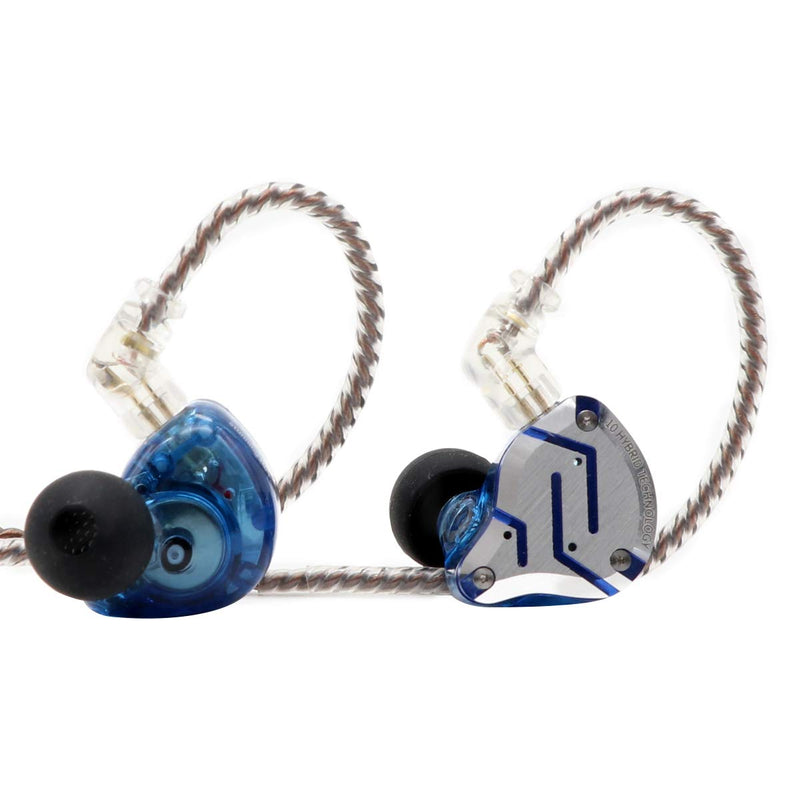 Linsoul KZ ZS10 Pro in Ear Earphones (with Mic, Glare Blue)+Tripowin Zonie 16 Core Cable(Recessed 2pin, 3.5mm, Moss)