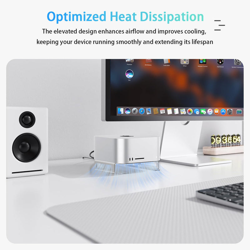 IFCASE Aluminum Desktop Mount Stand for Mac Studio, Silver | Improved Cooling, Desk Organization