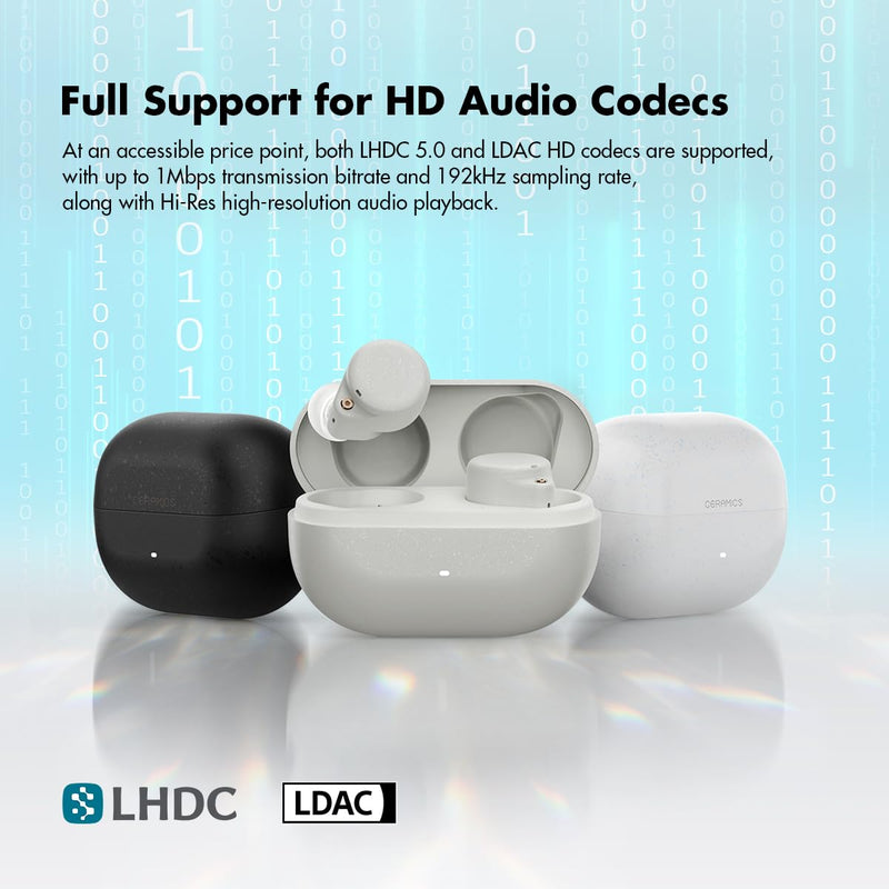 CERAMICS ULTRA True Wireless Earbuds, LDAC/LHDC, 4-Mic ANC, 11H/40H Battery | Bluetooth 6.0 & Low Latency, 99% Noise Reduction, Hi-Res Audio, Advanced Hybrid ANC, Sweat & Wind Resistant, Gray