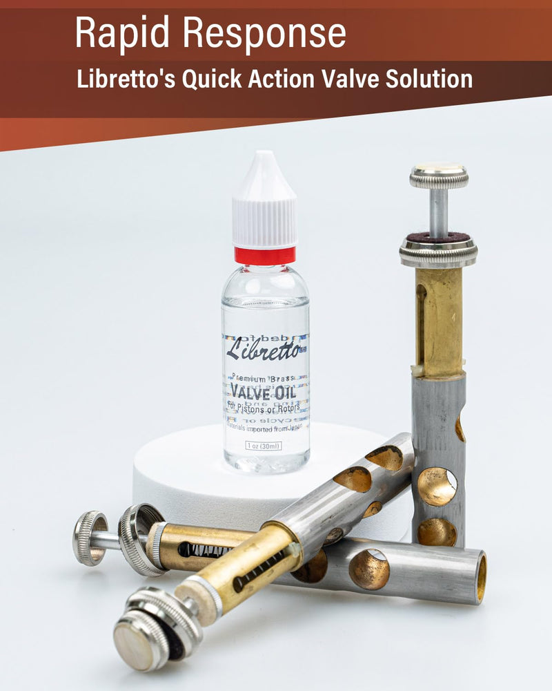 [AUSTRALIA] - Libretto Brass Valve Oil, Set of 3, Safety Cap, Premium Lubricant, Long-Lasting, Smooth, Odorless, Special-Blended Synthetic Formula, 1 oz (30ml) Valve Oil (3 pack) 