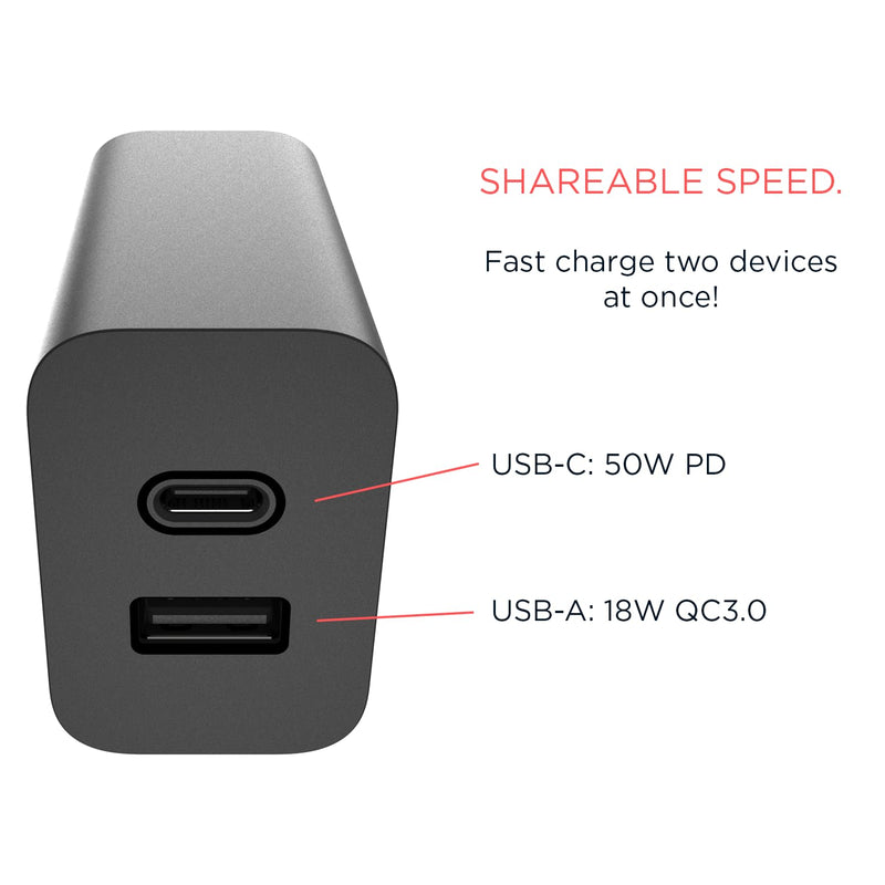 Motorola TurboPower 45W Dual Port Car Charger + 50W Dual Port Charger + 2m Black Silicone Cable
