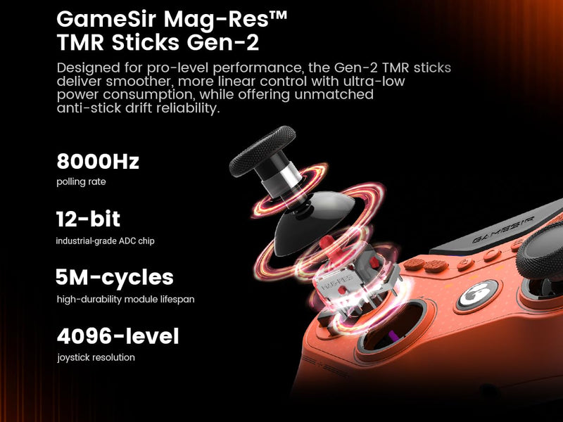 GameSir Tarantula 8K PC Wired Esports Controller for Windows | 8000hz Polling Rate, Gen-2 TMR Sticks, Hall Effect Triggers, 9 Remappable Macro Buttons, Six-Axis Gyroscope, RGB Lighting