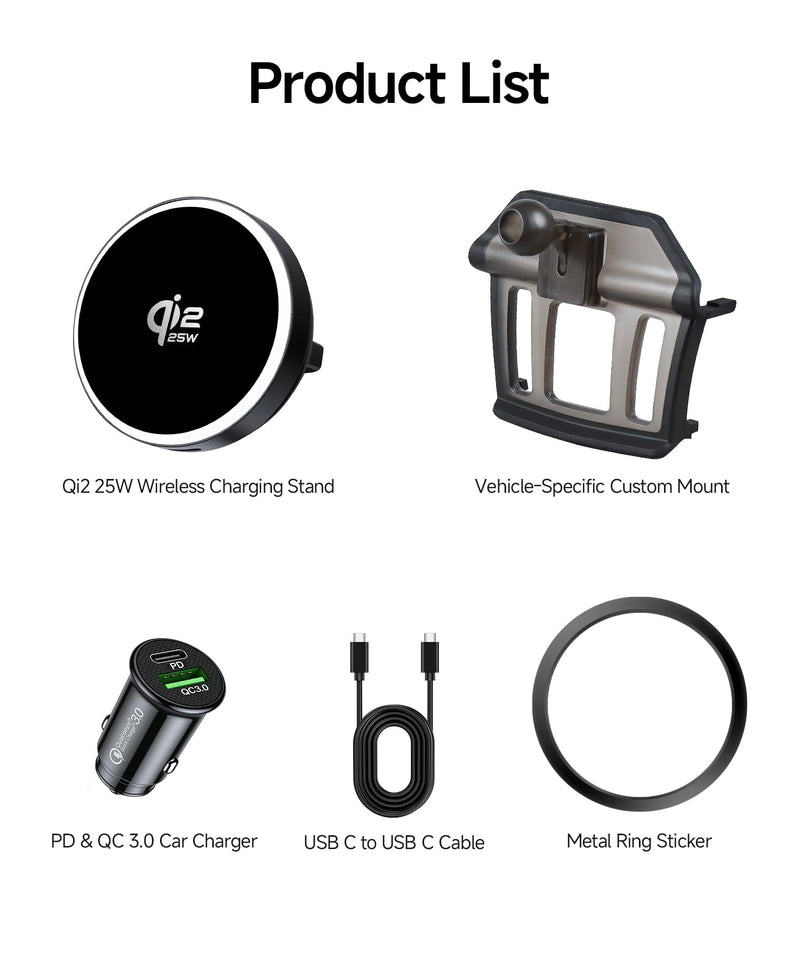 Qi2.2 25W Fast Wireless Charger Car Phone Mount for Nissan Rogue 2014-2020 | Rogue Sport 2017-2023, Magsafe Accessories Fast Charging Magnetic Cell Phone Holder Clip Compatible with iPhone Android