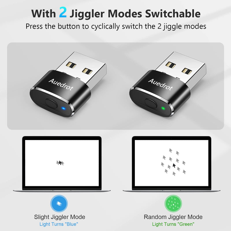 Mouse Jiggler Undetectable Metal USB Mouse Mover with Switch Button, Automatic Mouse Shaker with 2 Jiggle Modes, Mouse Simulator, Driver-Free, Plug & Play, Keep Computer/Laptop Awake, Black 1 PCS