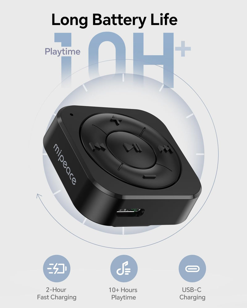 [AUSTRALIA] - MIPEACE Bluetooth 5.3 Audio Receiver for Wired Headphones, Car & Speakers, Bluetooth Headphone Adapter with Built-in Mic, Clip-On & Pass-Through Charging-BK Black 