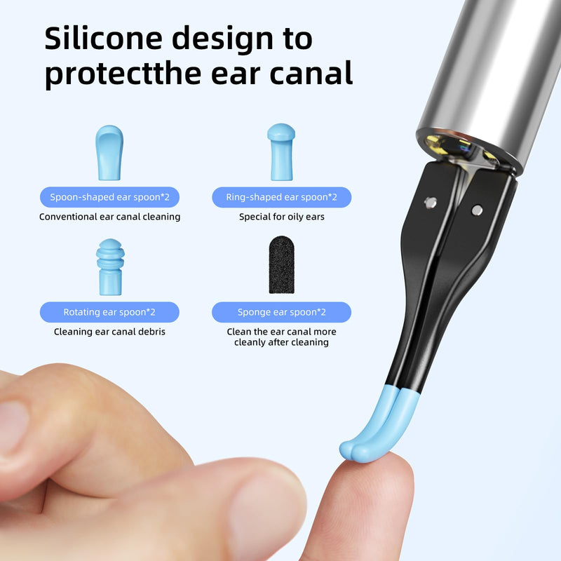 Qimic Ear Wax Remover Otoscope, 1080P HD WiFi Ear Cleaner, Ear Camera with Tweezers & 4 LEDs, Otoscope for iOS & Android, IP67 Waterproof Ear Cleaner for Adults, Children and Pets S8 blue