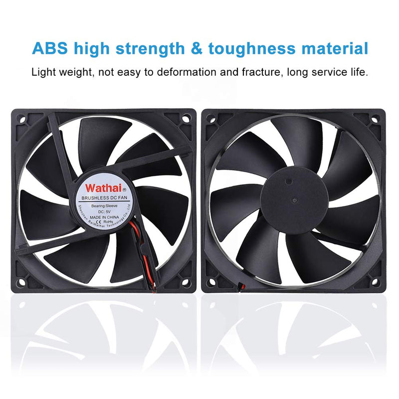 2 Packs Wathai 92mm x 25mm 90mm 5V USB Fan for Receiver AV cabint Game Console PC Laptop TV Box Projector Router Cooling