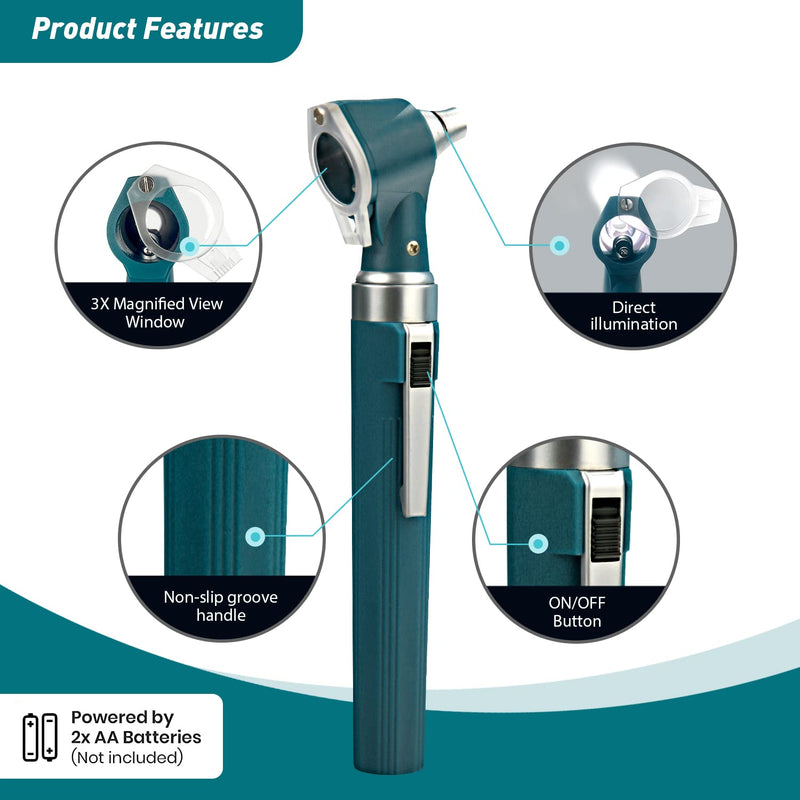 Scian Otoscope Kit - Ear Scope Otoscope with LED Light, 3x Magnification, 4 Speculum Tips Size, Lightweight Diagnostic Ear Care Tool for Children, Adults, Dogs, Home Use (Green) Green