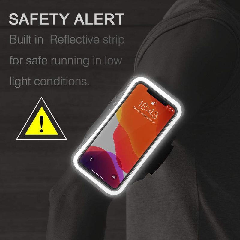 iPhone 15 Pro, 14 Pro, 13 Pro, 12 Pro Armband with Airpods Holder, JEMACHE Gym Workouts Running Arm Band for iPhone Xs 11Pro 12Pro 13Pro 14Pro 15Pro (Dark) Dark