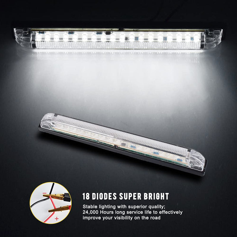 [AUSTRALIA] - nifeida 8" Clear Lens 18LED Waterproof Utility Strip Light Bar Surface Mount for 12V Marine Boat RV Interior Light Slim Line Pickup Truck Trailer Under Hood Lights Side Marker Lamp [Pack of 4] White 