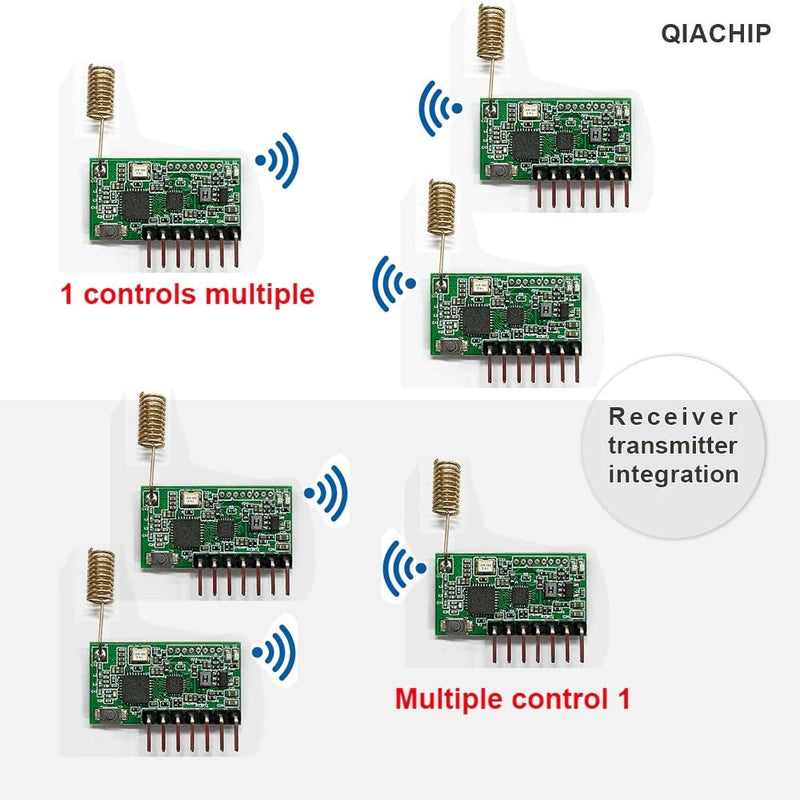 QIACHIP RX480e 868 MHz Transmitter Receiver RF Radio Module for Arduino and Garage Door Opener, Wireless Module with Antenna 4 Sets RX480E-868*4