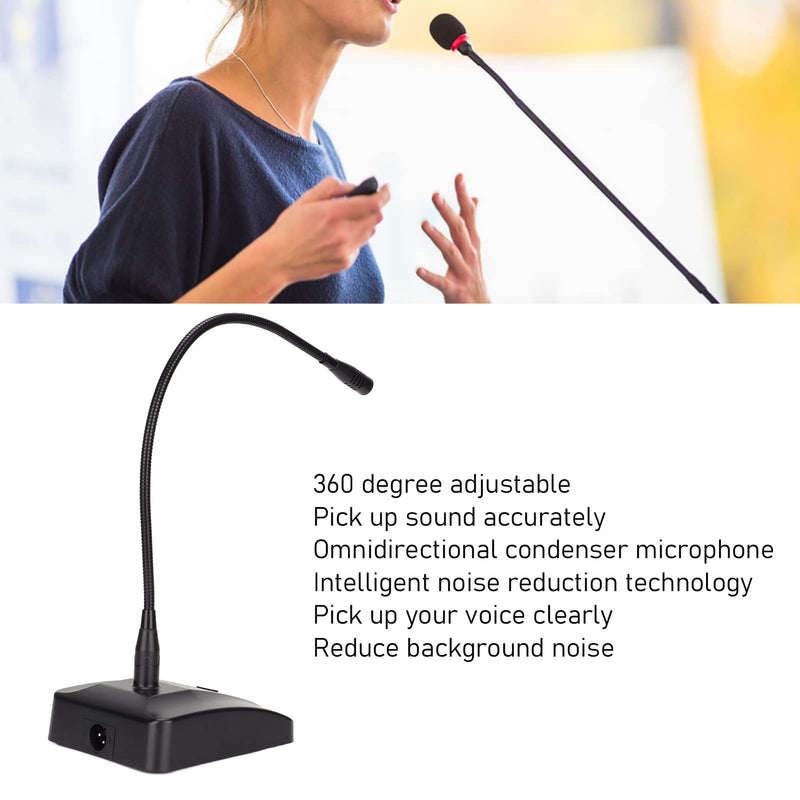 Dilwe Desktop Microphone with Mute, 360° Adjustable Gooseneck Microphone with XLR to 6.35mm Cable, Cardioid Condenser Condenser Computer Microphone for Broadcast Recording