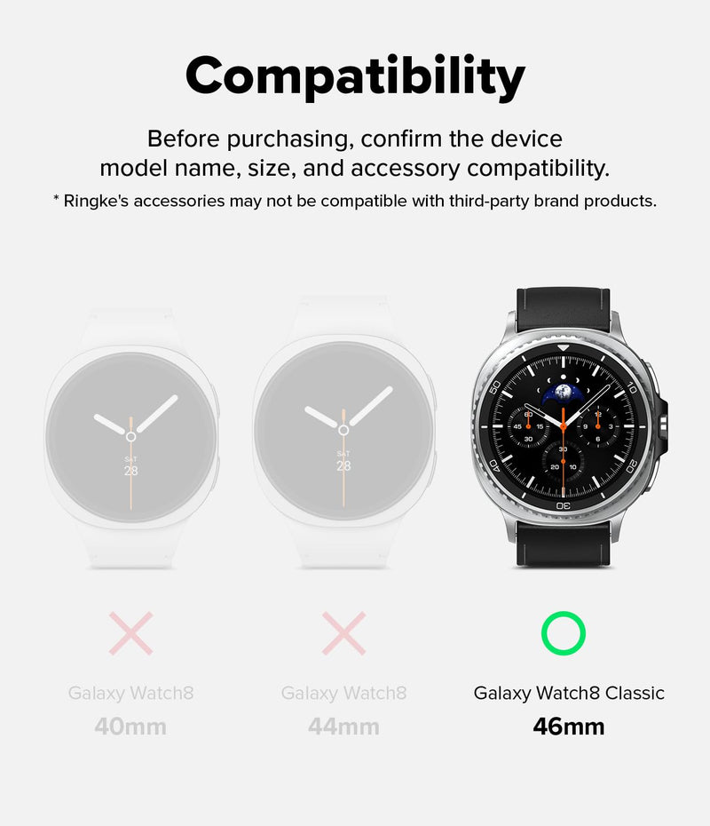 Ringke Bundle [Case with Strap + Screen Protector] for Galaxy Watch 8 Classic 46mm : Rugged Gear [Black] + Tempered Glass Pro [2 Pack]
