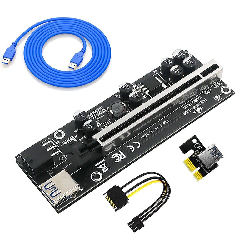 New Version 009S Plus PCIE Riser 1x to 16x Graphic Extension for Bitcoin GPU Mining Powered Riser Adapter Card