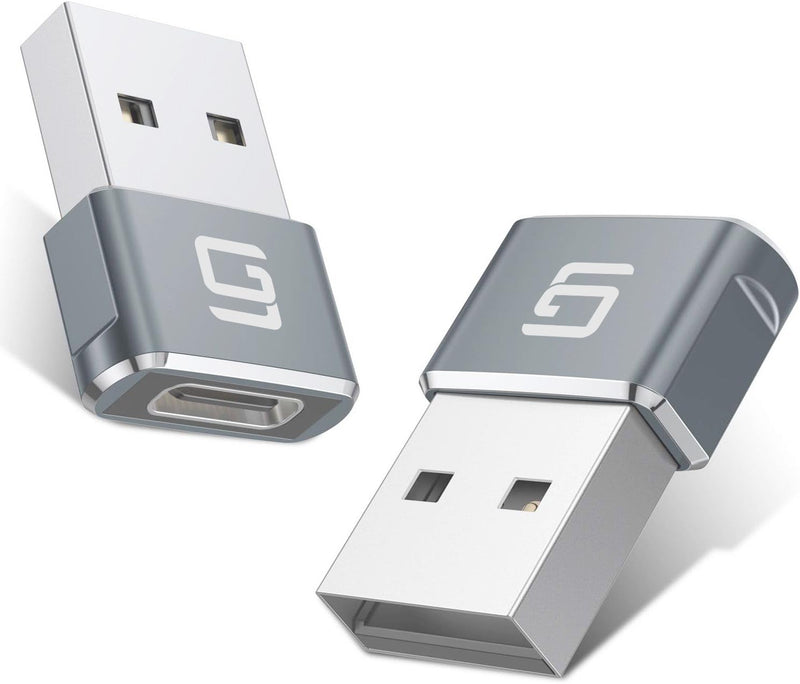 USB to USB C Adapter 2 Pack USB C Female to A Male OTG Charger Type 2.0 Power with Ultra Compact and USB C Cable (20Gbps) SuperSpeed 100W Power Dual 4k or Single 5k @60hz Display 6.6ft