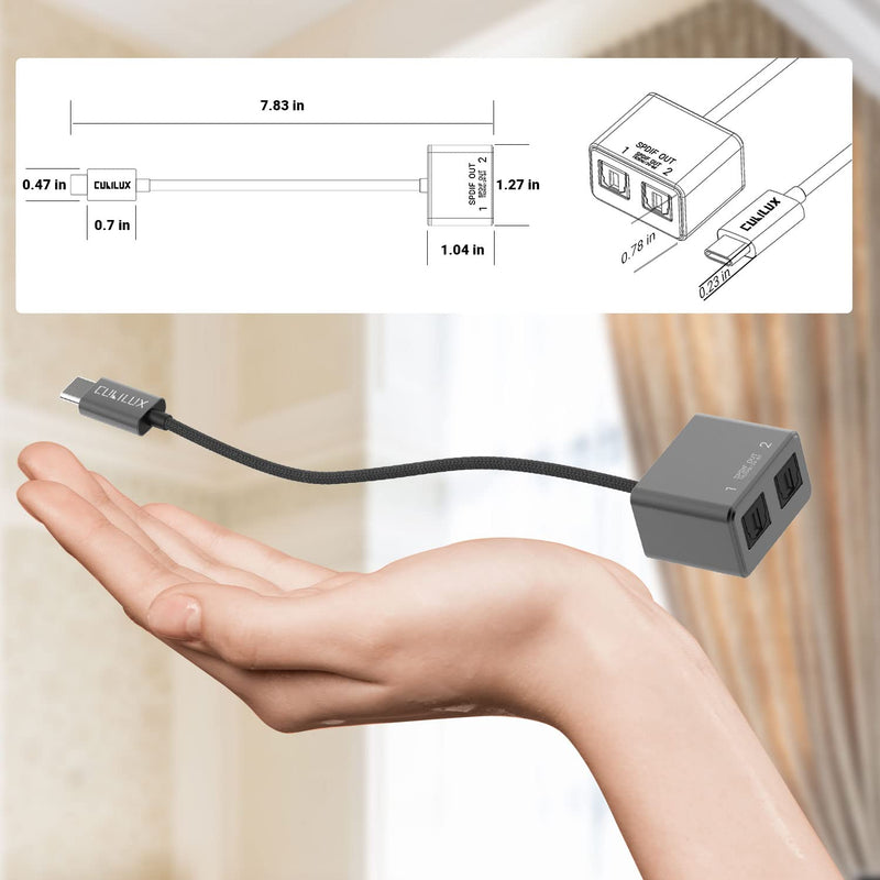 [AUSTRALIA] - Cubilux USB C to Dual SPDIF Adapter [192KHz/24bit DAC] for iPad 10 iPad Pro/Air 5 4/Mini 6 MacBook Mac iMac Samsung S24/S23/S22/S21/S20 Pixel 8/7/6 Pro Type C to Double TOSLINK Optical Audio Splitter 