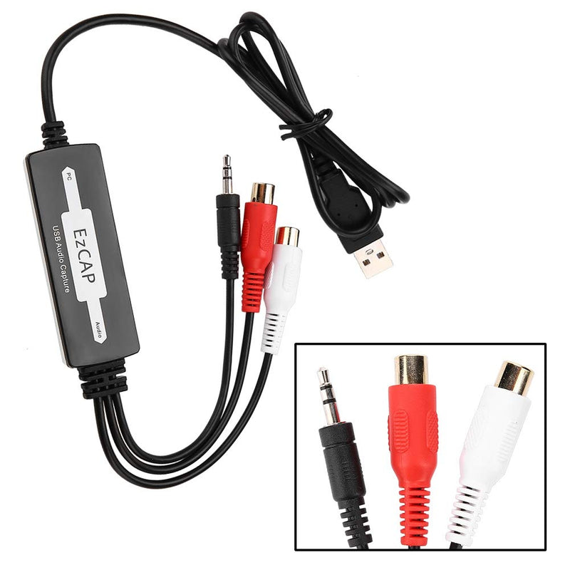 [AUSTRALIA] - USB Audio Capture Recorder Card Converts Turntable LP/Cassette Tape Audio to MP3/WAV Digital Music Converter Adapter, Support/Vista/7/8/8.1/10 and 