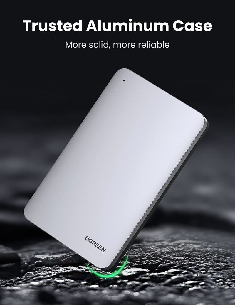 UGREEN USB C Hard Drive Enclosure for 2.5" SATA SSD HDD Aluminum USB C to SATA Adapter USB 3.1 Gen 2 Support UASP SATA III Compatible with MacBook Pro Air WD Seagate Toshiba Samsung Hitachi