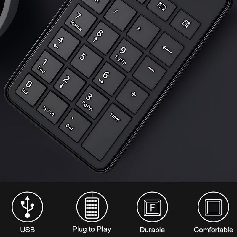 [AUSTRALIA] - Wired 10-Key USB Keypad Number Pad – Portable Numeric Keypad Keyboard for Laptop, PC and Desktop | Computer Accessories Numpad for ChromeBook Surface Notebook MateBook - Essential Office Data Entry 