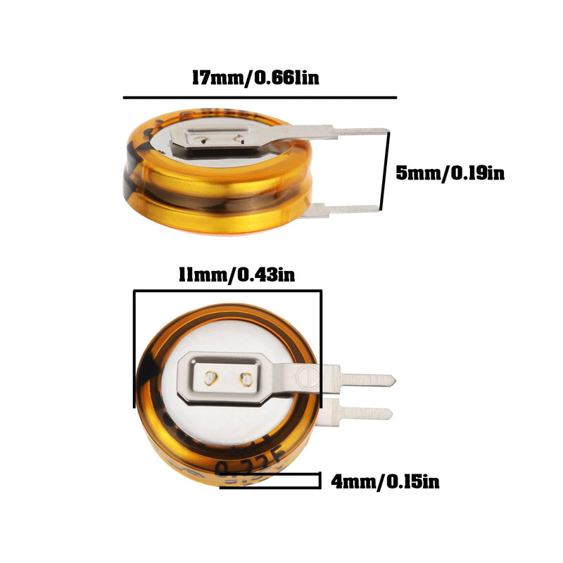 VGOL Pack of 4 0.22F 5.5V Super Capacitor Pitch 5mm Button Capacity Suitable for Truck Lighting Appliances Power Tools