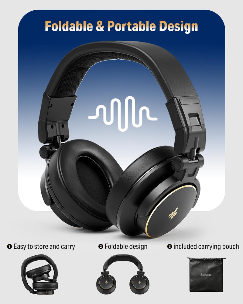Donner MH1 Monitor Headphones for Electronic Drum Set, Drummer Headphones for Electric Drum Kit, Wired Audio Isolation Headphones for Recording