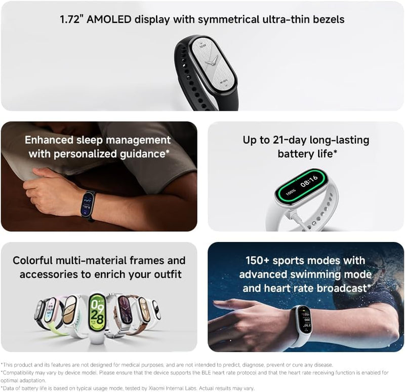 Xiaomi Mi Smart Band 10(2025) - Ceramic Edition - 1.72" AMOLED Display | 21 Days Battery Life | Touchscreen, Multi-Sport Tracker, Activity Tracker, Heart Rate Monitor | BT5.4 - Pearl White Ceramic White