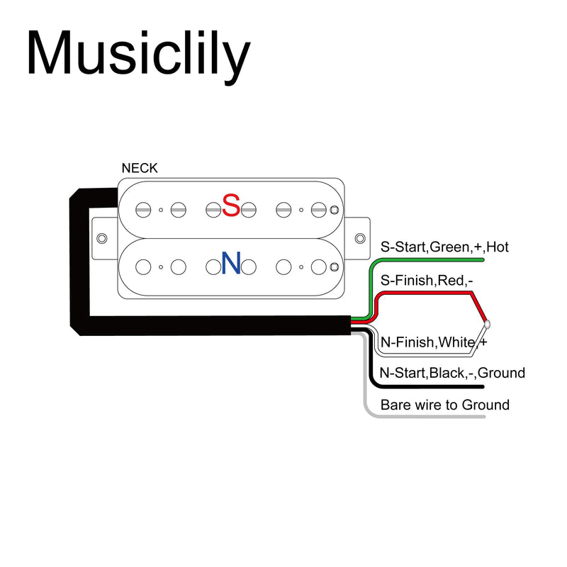 Musiclily Pro LP-OBLA Alnico 5 Uncovered Humbucker Neck Pickup for Electric Guitar, Black Black Neck