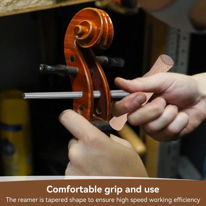 [AUSTRALIA] - Violin Peg Hole Reamer 1:30 Taper with Wood Handle Violin Luthier Tool for 3/4 4/4 Violins Reamer T Handle Bridge Pin Reamer for Wood Latches, Woodworker, Repairman Maintenance Cutting Tool 