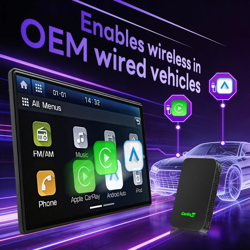 CarlinKit 5.0 Wireless CarPlay & Android Auto Adapter 2AIR | 5GHz WiFi | Wired to Wireless | Plug-and-Play | Auto Connect | for OEM Wired Cars | Online Upgrade | Voice, Music, Navigation
