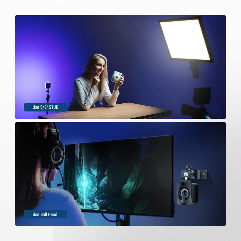 [AUSTRALIA] - NEEWER 2 Pack T Type Wall Ceiling Mount, Ring Light Wall Mount Bracket with Detachable Ball Head, 5/8" Stud, 1/4" Screw for Flash Strobe Camera Monitor Studio Lighting, Max Load: 4.4lb/2kg, TS008 