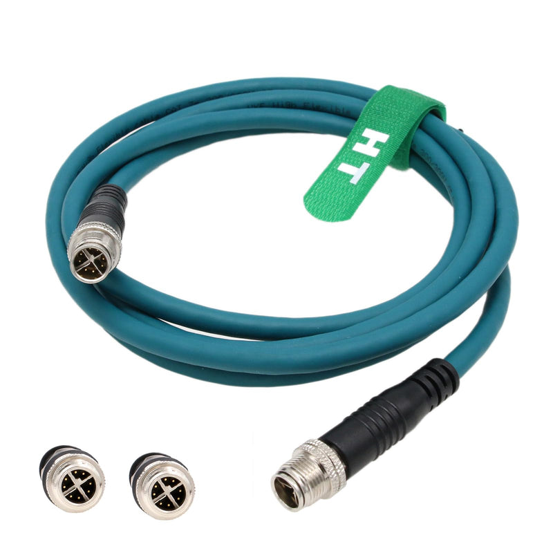 M12 8 Pin X-Coded to 8 Pole X-Coding Gigabit Ethernet Cat7e Cable for Cognex Industrial Sensor Camera High Speed Shielded 8m