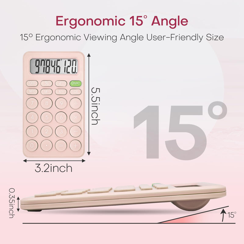 Cute Calculator, Basic Four Function Calculator for Teachers Students Basics Office, Small Handheld Calculator, 8 Digit with LCD Display, Sensitive Button, 5.5×3.2 inches Pink