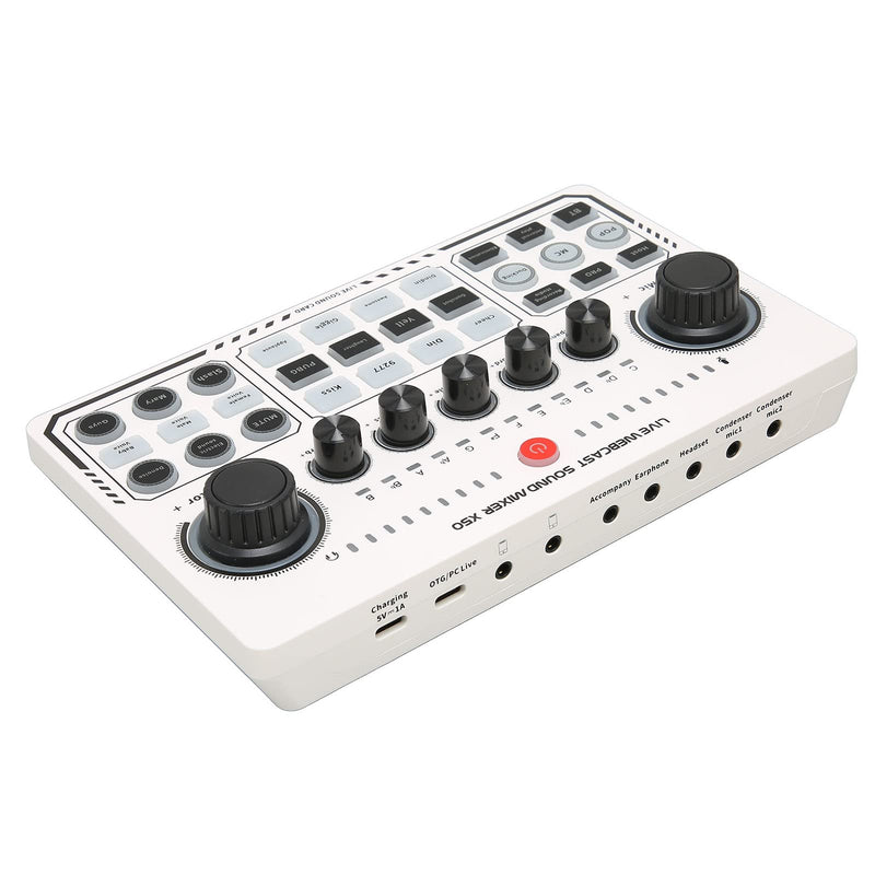 Portable Mixer,Professional Live Sound Card,Knob Design,Support for 12 Kinds of Warming Sound and a Key Mute,with Double Call Simple Port Design,Support for Two People Live at The Same Time