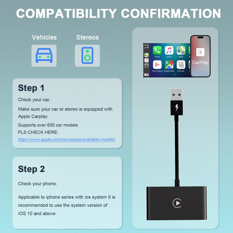 Carplay Wireless Adapter,Wireless CarPlay Adapter/Dongle,Plug & Play 5GHz WiFi Online Update,Low Latency,Easy to Install,Support Newest iOS 17…