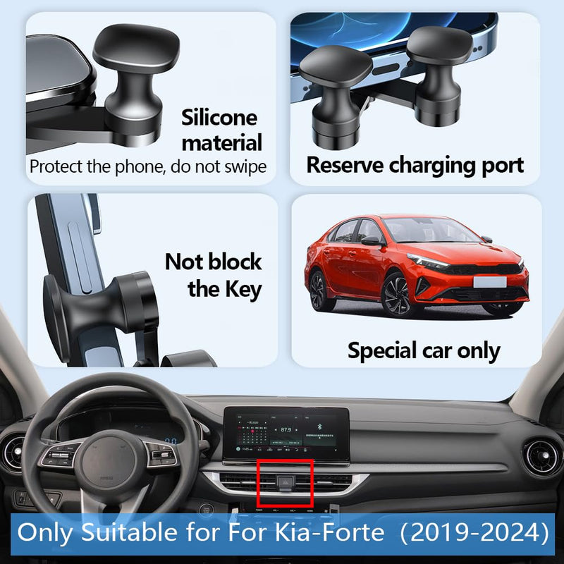 Car Phone Holder Mount for Kia Forte 2019 2020 2021 2022 2023 2024 Sedan Auto Accessories Navigation Bracket Interior Decoration Dash Board Mobile Cell Phone Mount