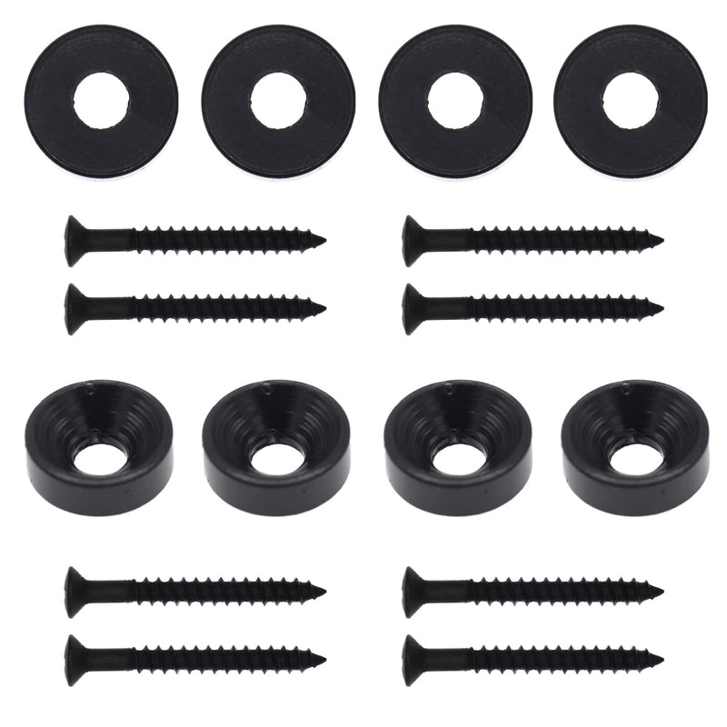 Black Guitar Neck Joint Bushings and Bolts, 8pcs Metal Guitar Neck Ferrules with Screws, Guitar Neck Replacement Parts Compatible with Electric Guitar or Bass black