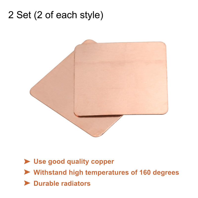 QUARKZMAN Heatsink Copper Pad Disc 20 mm x 20 mm 0.3 mm/0.5 mm/0.8 mm/1 mm/1.2 mm/1.5 mm Thermally Conductive Heatsink for Electronics Chip Cooling Set of 2