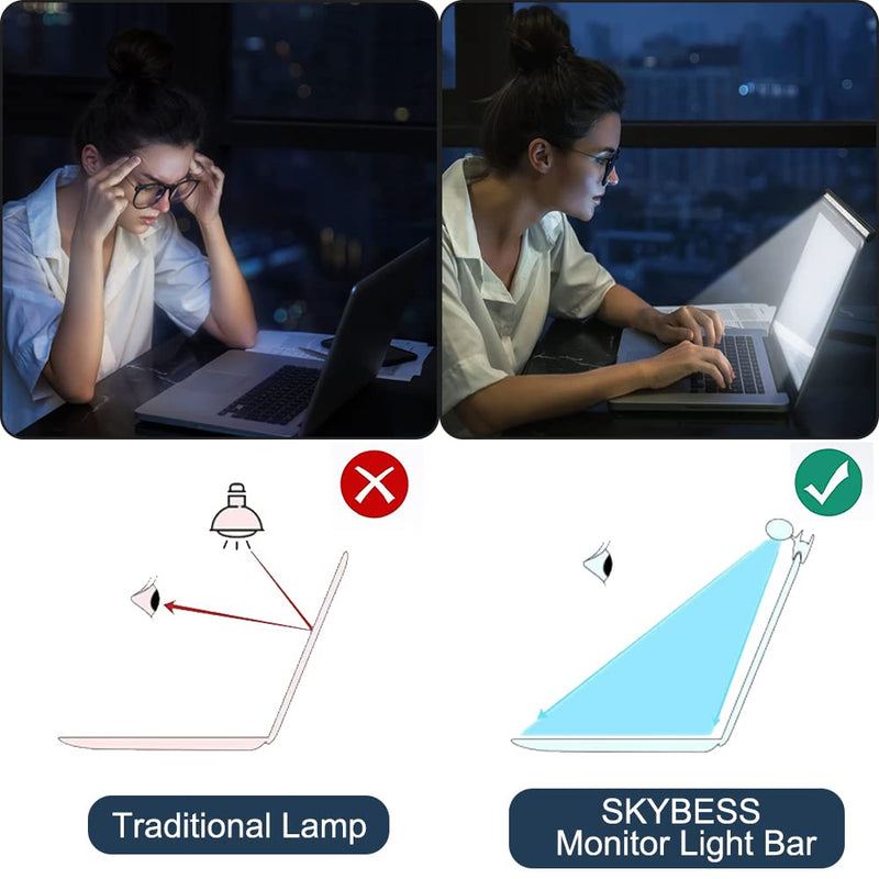 skybess Wireless Bluetooth Car Speakerphone + Laptop Monitor Light Bar LED USB Reading Lamp