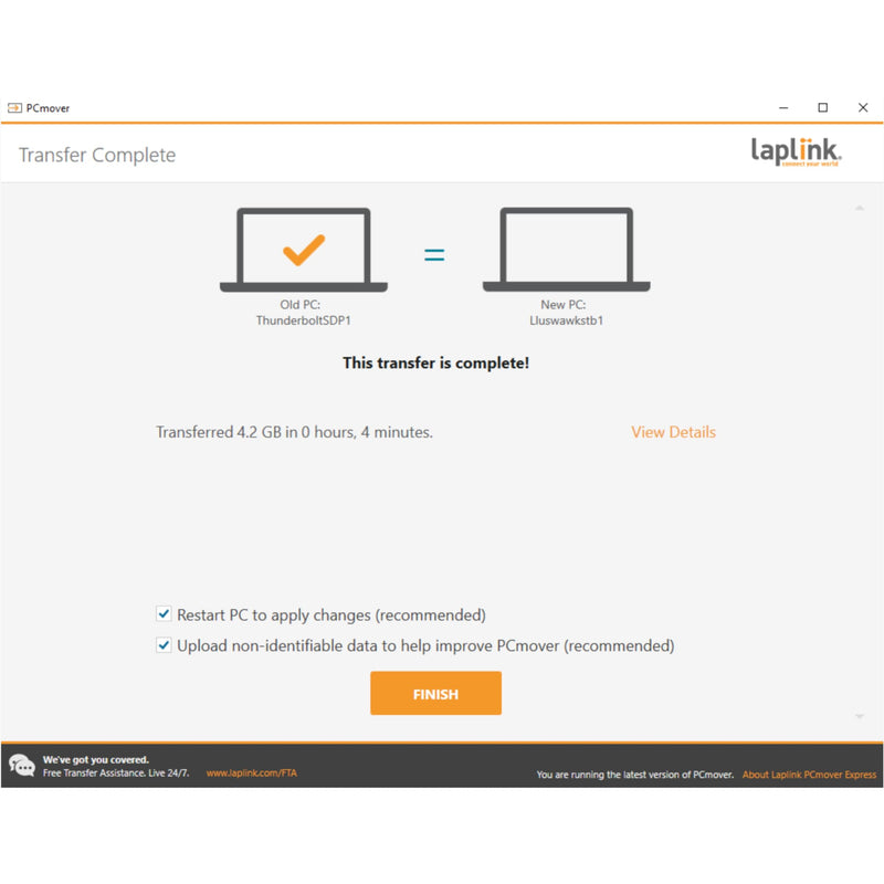 LAPLINK Easy Transfer Cable for Windows, Includes PCmover Express Software and USB 3.0 PC to PC Cable, Single Use License, Transfers Files, Settings, and User Profiles. Compatible with Windows 11 USB 3.0 Cable + Software