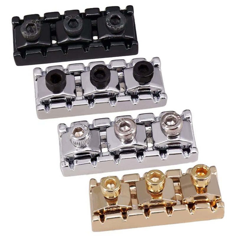 R3 Electric Guitar String Locking Nut for Floyd Rose Tremolo Bridge 43mm (Chrome with black nut) Chrome with black nut